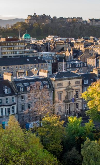 RCPE Building with Edinburgh Skyline