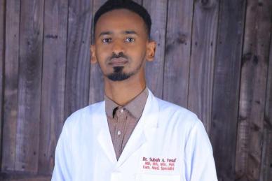 man in white coat