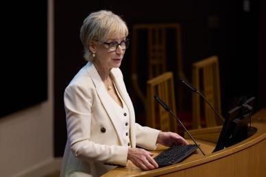 Sally Magnusson speaking at RCPE podium