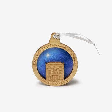 Photo of Wooden Christmas Bauble with 9 Queen Street RCPE building