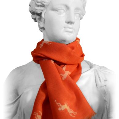 Photo of Coral scarf printed with white Chiron emblem