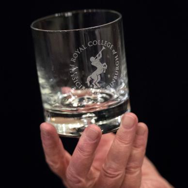 Photo of 10oz glass Whisky Tumbler engraved with Chiron emblem