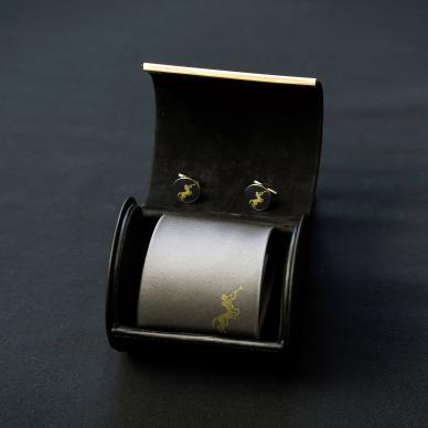 grey tie with cufflinks 